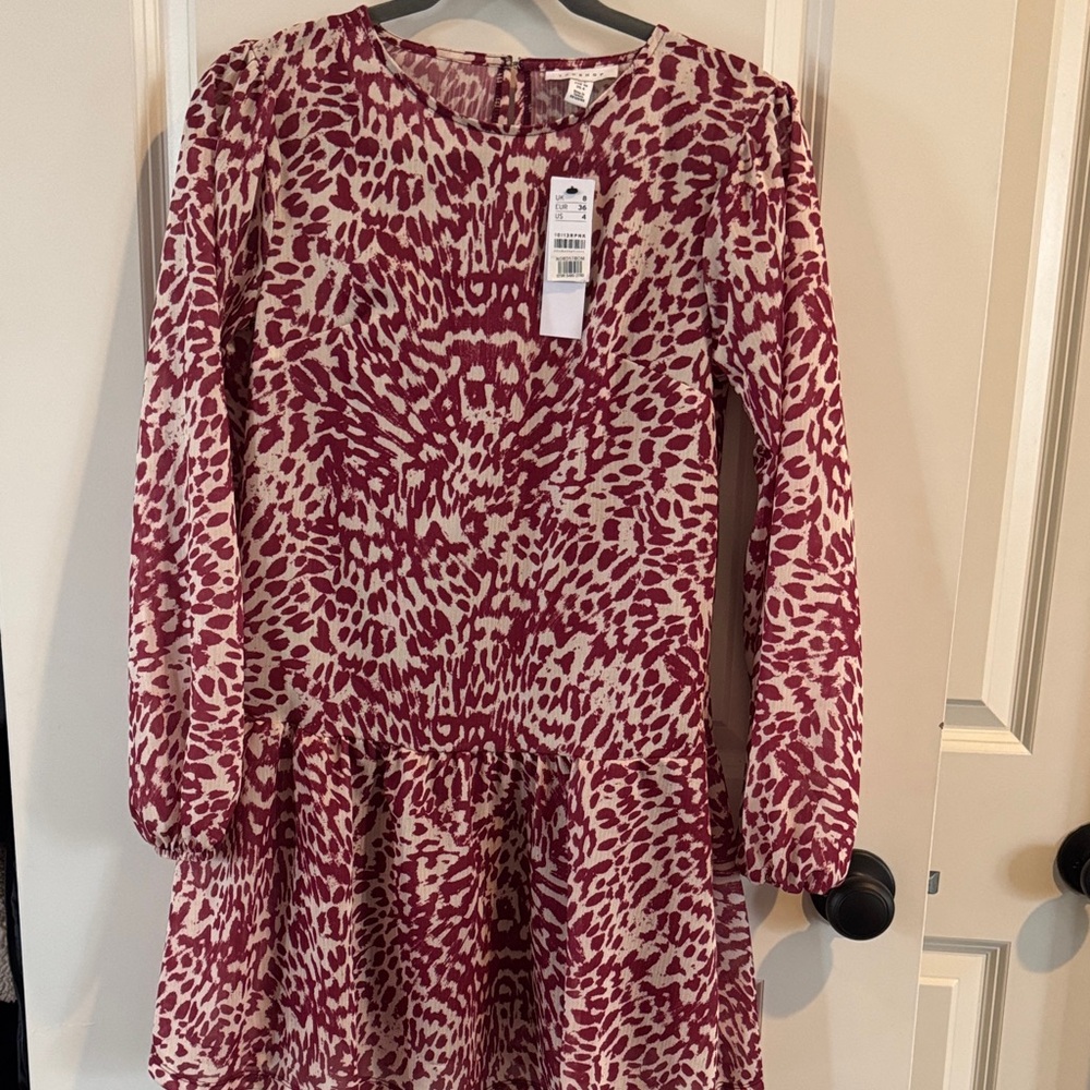 Topshop Pink and Cream Printed Mini Dress